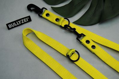 EXTRA LANGE Doppelführleine verstellbar 3m x 25mm Neon-Gelb Schwede (S) Suchhund