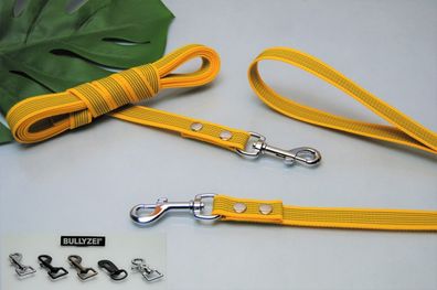 Bullyzei Leine gummiert 20mm Gelb Schleppleine Hundesport Trainingsleine IGP