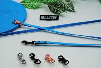 Bullyzei PVC Gummi Hundeleine 10mm blau abwischbar Schleppleine Welpenleine grip