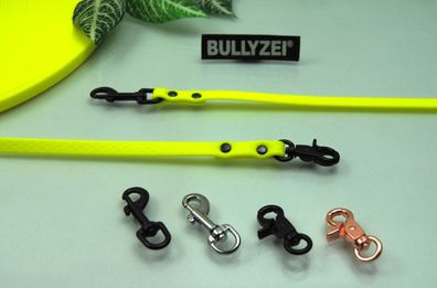Bullyzei PVC Gummi Hundeleine 10mm Neon-Gelb abwischbar Schleppleine Welpe IGP