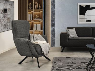 Grau Farbe Modern Design 1-Sitzer Sessel Stoff Textil Material Modern Design