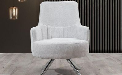 Weiß Farbe 1-Sitzer Wohnzimmer Stoff Sessel Modern Design Textil Material