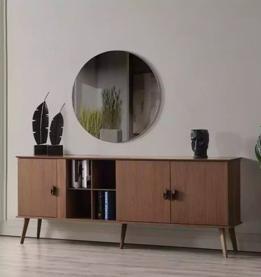 Sideboard mit Spiegel Kommoden Set Italienische Möbel 2tlg. Holz Braun