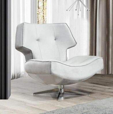 Sessel Weiß Modern Luxus Design Wohnzimmer 1-Sitzer Textil Material