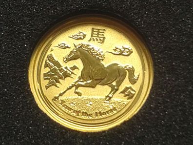 5$ 2014 Australien Lunar Pferd 1/20 Unze Gold 1,55g Gold 5 Dollars 2014 Lunar Pferd