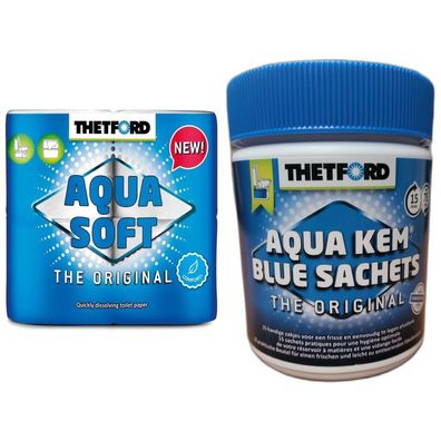 Thetford Aqua Soft Toilettenpapier WC Papier Campingtoilette 4 Rollen Kem Blue Sachet