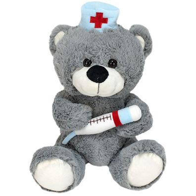 Kuscheltier Arzt Teddy mit Spritze und Stethoskop - ca. 30 cm - Hilfsmit...