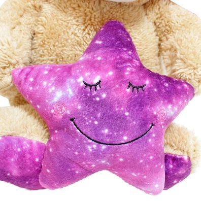 Schlafender Teddy mit Mütze - 2fach sortiert - ca. 25 cm - Design: lila ...
