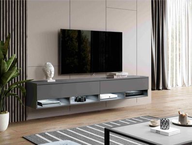 FURNIX TV-Schrank AREZO 200 cm (2x100cm) Lowboard modern Grau Anthrazit