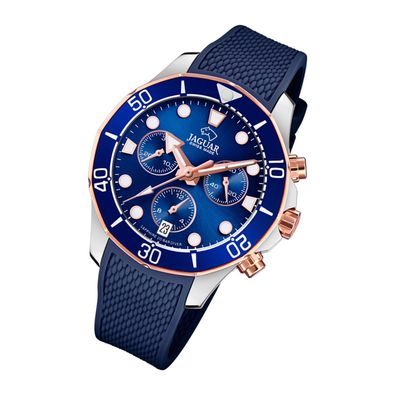 Jaguar Echt Leder Damen Uhr J890/4 Chronograph Fashion Armbanduhr blau UJ890/4