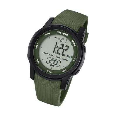 Calypso Kunststoff PUR Herren Uhr K5698/4 Armbanduhr grün Digital UK5698/4