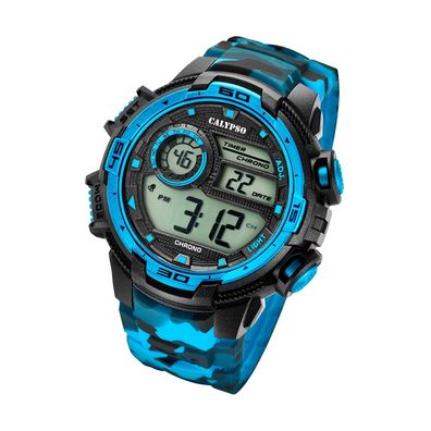 Calypso PUR Herren Uhr K5723/4 Armbanduhr schwarz hellblau Digital UK5723/4