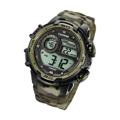 Calypso Kunststoff Herren Uhr K5723/6 Armbanduhr schwarz braun Digital UK5723/6
