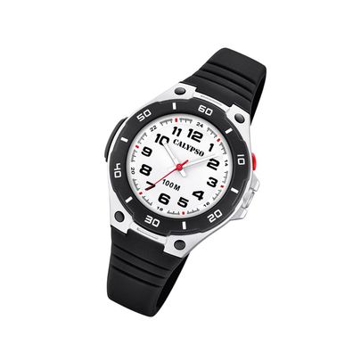 Calypso Kunststoff PU Kinder Uhr K5758/6 Armbanduhr schwarz Junior UK5758/6