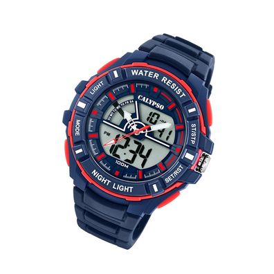 Calypso Kunststoff PU Herren Uhr K5769/2 Sport Armbanduhr blau Digital UK5769/2