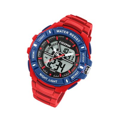 Calypso Kunststoff PU Herren Uhr K5769/3 Sport Armbanduhr rot Digital UK5769/3