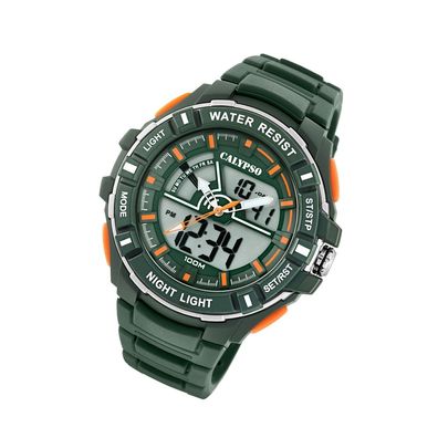 Calypso Kunststoff PU Herren Uhr K5769/5 Sport Armbanduhr grün Digital UK5769/5
