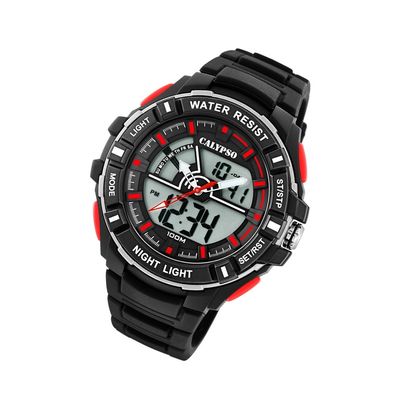 Calypso Kunststoff PU Herren Uhr K5769/6 Armbanduhr schwarz Digital UK5769/6