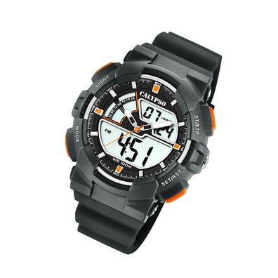 Calypso Kunststoff PU Herren Uhr K5771/4 Sport Armbanduhr grau Digital UK5771/4