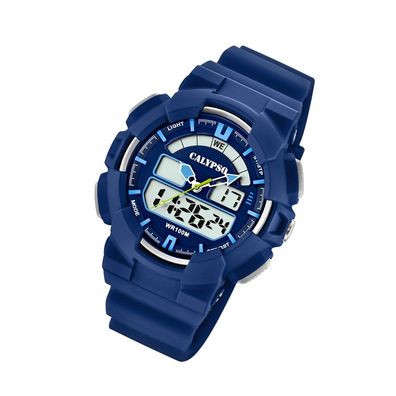 Calypso Kunststoff PU Herren Uhr K5772/3 Sport Armbanduhr blau Digital UK5772/3