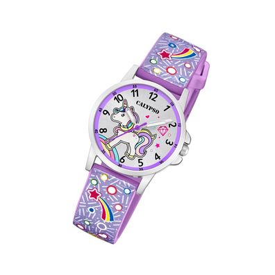 Calypso Kunststoff PU Kinder Uhr K5776/6 Fashion Armbanduhr lila Junior UK5776/6