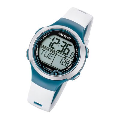 Calypso Kunststoff Unisex Uhr K5799/1 Digital Armbanduhr weiß blau UK5799/1