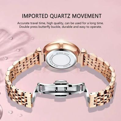 Watch for Women Rose Gold Steel Quartz Wristwatches Waterpr