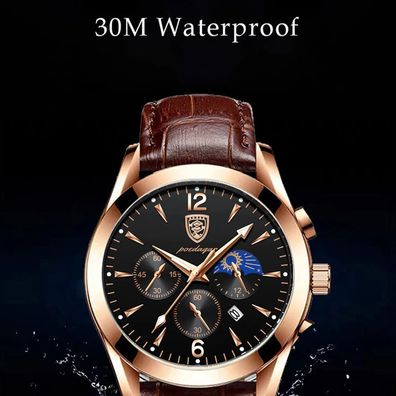 Leather Men Watches Waterproof Luminous Quartz Wristwatch w