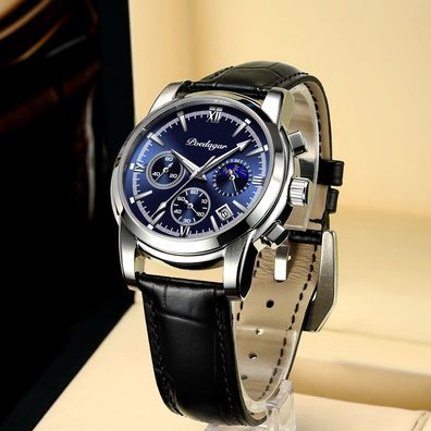 Casual Mens Watches Leather Blue Male Sport Wristwatch Wa