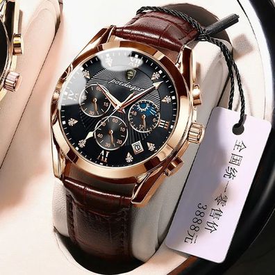 Men's Watches Waterproof Luminous Leather Quartz Wristwatch