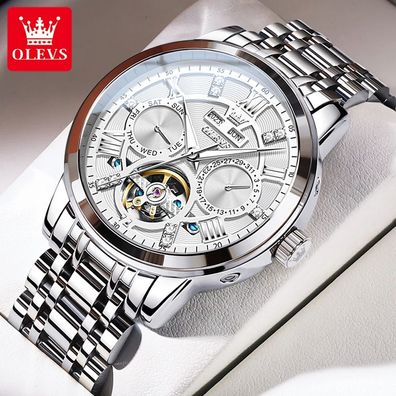 Men's Hollow Out Automatic Mechanical Wrist for Man Waterproof Luminous Perpetual