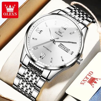 Men's Simplicity Business Automatic Mechanical Wrist Date Week Stainless Steel