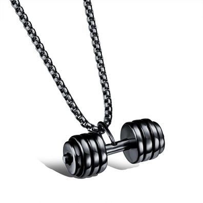 Dumbbell Titanium Steel Necklace Personalized Barbell Pendant For Men