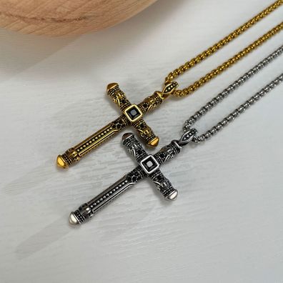 Wind Personality Cross Pendant Stainless Steel Men's Necklace