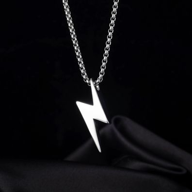 Street Personality Lightning Pendant Simple Titanium Steel Necklace