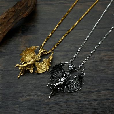 Source Personality Angel Pendant Titanium Steel Necklace for Men