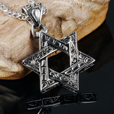 Six-Pointed Star Titanium Steel Pendant Personalized Street Men's Necklace