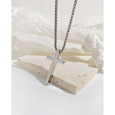 Simple Personality Cross Titanium Steel Necklace Trendy Men's Pendant