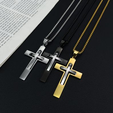 Street Cross Men's Necklace Personalized Titanium Steel Pendant