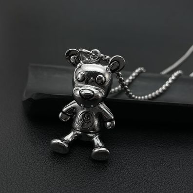 Simple Bear Pendant Personalized Titanium Steel Necklace For Men