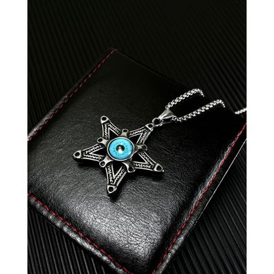 Devil's Eye Pendant Personalized Five-Pointed Star Titanium Steel Necklace For Men