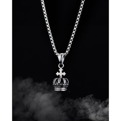 Crown Cross Pendant Street Personality Titanium Steel Necklace for Men