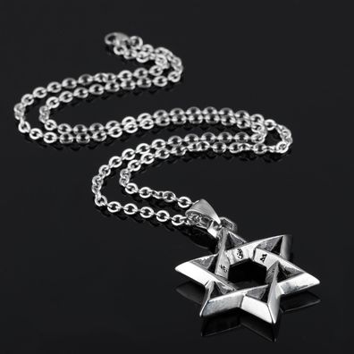 Six-Pointed Star Titanium Steel Men's NecklacePersonality Six-Character Proverbs