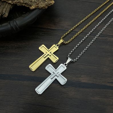 Simple Classic Cross Pendant Personalized Titanium Steel Necklace For Men