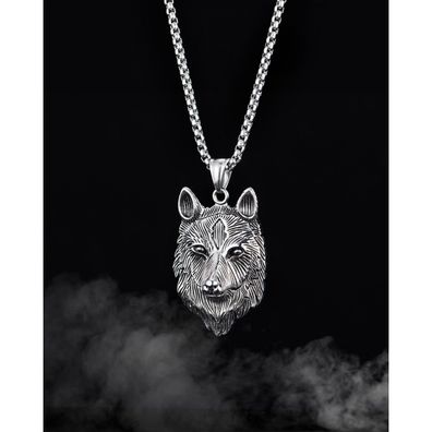 Punk Rock Personality Titanium Steel Pendant for Men Wolf Head Necklace