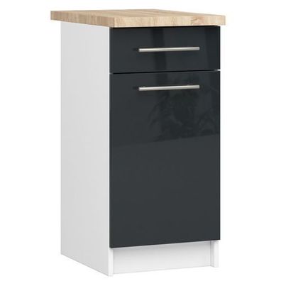 Küchenschrank AKORD OLIWIA modular S40 Weiß 40 cm Front Graphit Hochglanz 40x85x46 cm