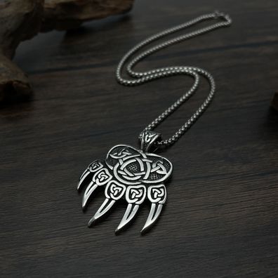 Viking Domineering Bear Claw Pendant Street Cool Titanium Steel Necklace For Men