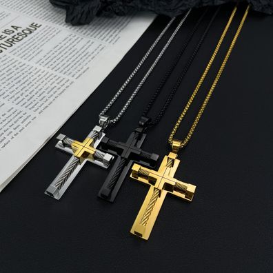 Street Cool Cross Pendant Titanium Steel Necklace For Men
