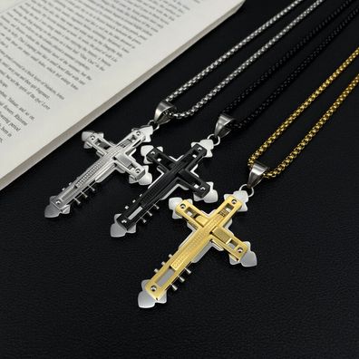 Punk Cross Pendant Personality Titanium Steel Necklace For Men