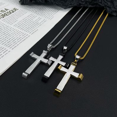 Source Personalized Classic Cross Pendant Titanium Steel Necklace For Men